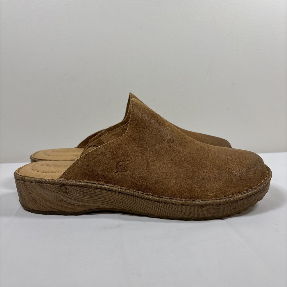 Born Womens 11M Andy Brown Suede Leather Slip On Casual Clogs Mule Shoes Comfort